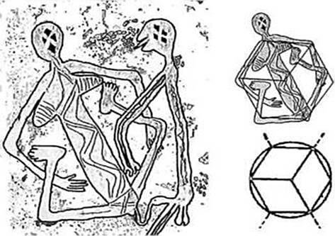 Figure 10 — Rock shelter art from Arnhem Land showing cubic-hexagonal geometry
