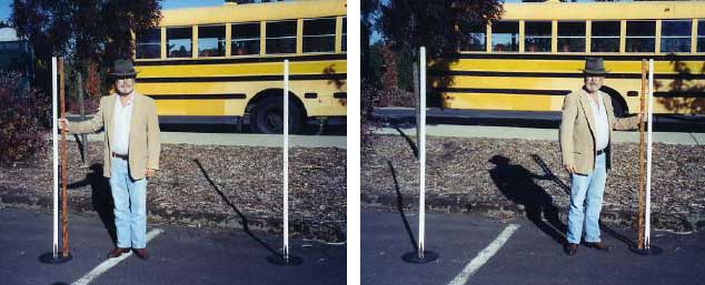 School bus in background changes as Nick moves