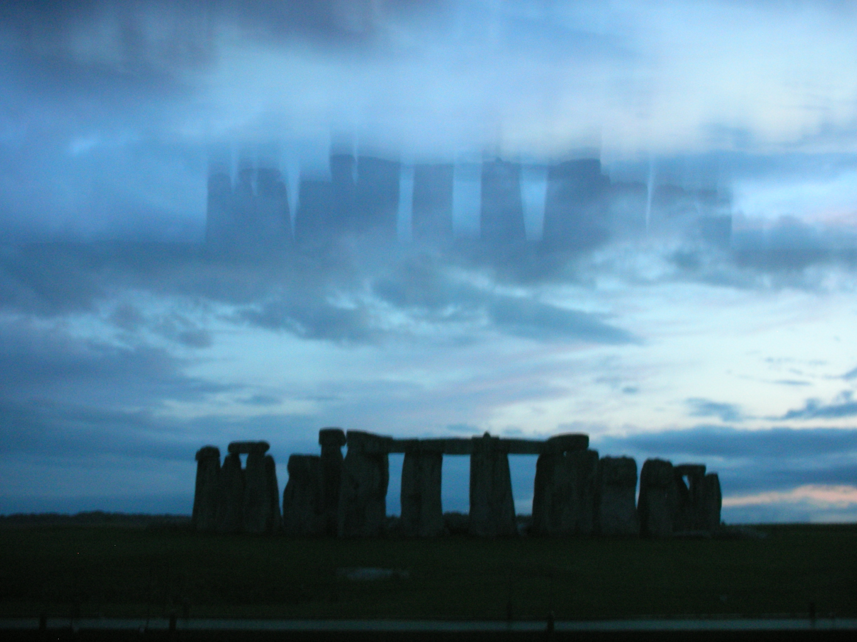 Stonehenge photo with ghost stones in the sky