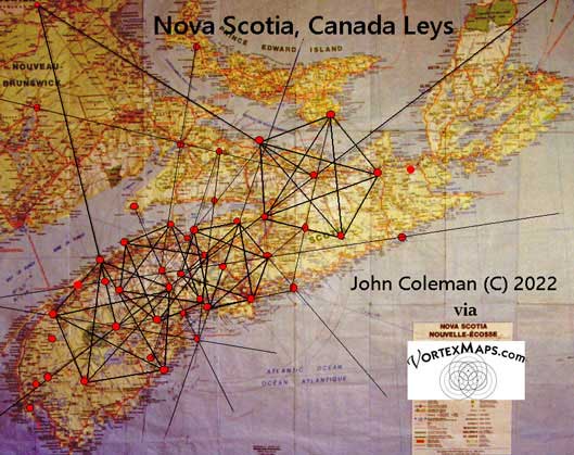 Nova Scotia, Canada leys and stars map